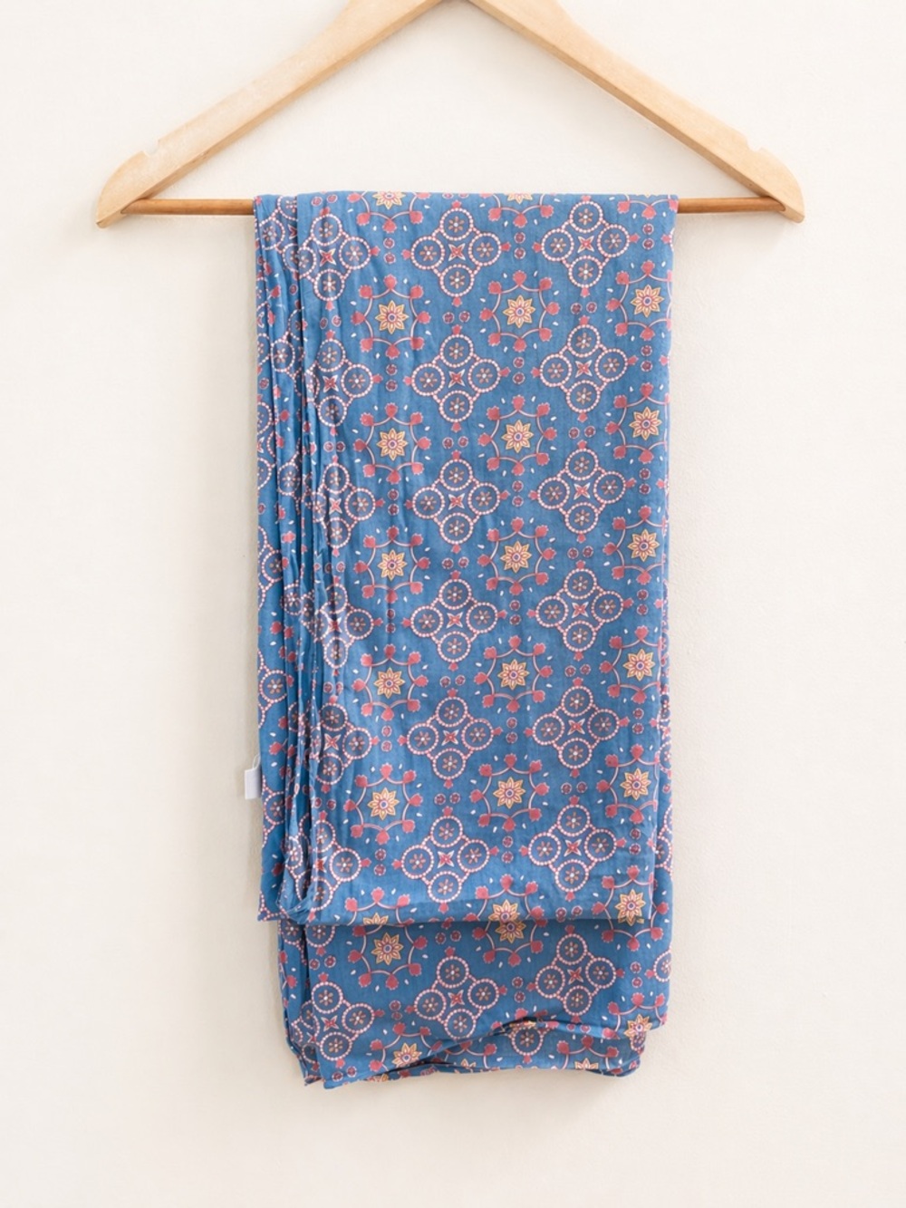 John Robshaw Block Print Cotton Sarong Wrap Blue Pink Artisan India Beach Pareo